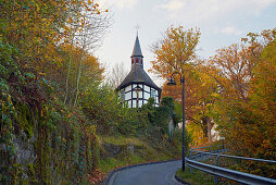 Heisterkapelle, eine der ältesten Fachwerkkapellen, Wissen, Westerwald, Rheinland-Pfalz, Deutschland, Europa