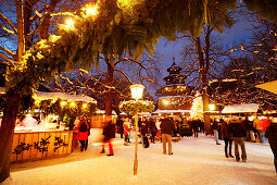 Christmas market at Chinese Tower, English Garden, Munich, Bavaria, Germany