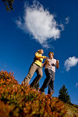 Hikers in autumn, Planai, Schladming, Styria, Austria