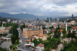 Blick von Osten auf Sarajevo, Bosnien und Herzegowina