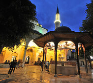 Gazi-Husrev-Beg-Mosque in the old town at night, Sarajevo, Bosnia and Herzegovina