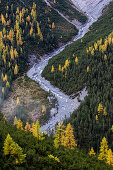View over Val Cluozza in autumn, Swiss National Park, Canton of Grisons, Switzerland