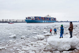 Children playing in the ice, Hamburg, Germany