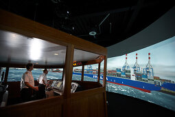 Captains at the MTC shiphandling simulator, Marine Training Center, Hamburg, Germany