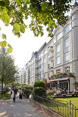 Facades in Art Nouveau style, Hochallee, corner of Eppendorfer Baum, bar/cafe Savory, Harvestehude, Hamburg, Germany