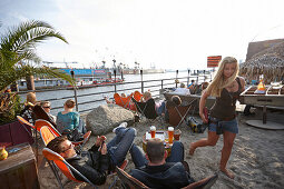 Strand Pauli, Beachbar, Hafenstraße, Hamburg, Deutschland