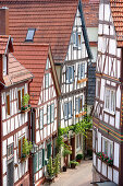 Kirchgasse, alley in the historic old town of Bad Orb, Spessart, Hesse, Germany