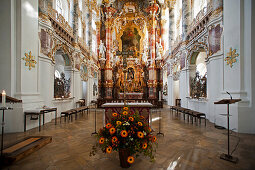 Das Innere der Wieskirche, Wies, Steingaden, Oberbayern, Bayern, Deutschland