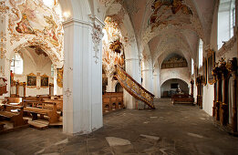 Das Innere der Klosterkirche von Rottenbuch, Weilheim-Schongau, Oberbayern, Bayern, Deutschland