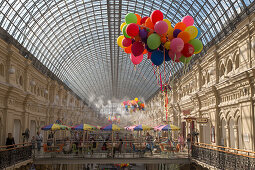 Interior of GUM department store and shopping arcade along Red Square, Moscow, Russia, Europe