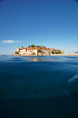 View over Adriatic Sea to Aman Sveti Stefan, Budva, Montenegro