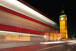 Palace of Westminster with Elizabeth Tower at night, London, England, United Kingdom