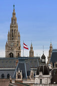 City hall, Rathaus and rooftops of Vienna, Austria