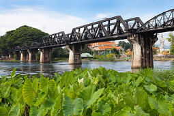 Legendary bridge over the river Kwai, Kanchanaburi, Kanchanaburi Province, Thailand, Asia