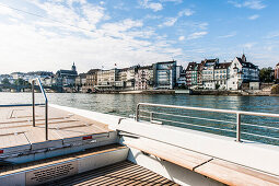 View from a ferry to Rhine riverbank, Basel, Canton of Basel-Stadt, Switzerland