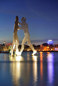 Illuminated artwork Molecule Man on the river Spree, artist Jonathan Borofsky, Berlin, Germany