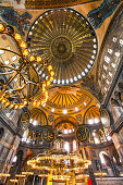 Interior view of the ceiling, Hagia Sophia, Istanbul, Turkey