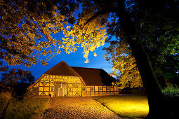 Typical thatched roof house, Suederstapel, Schleswig-Holstein, Germany