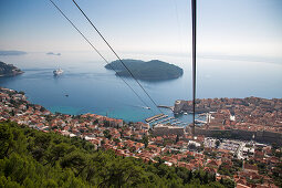 View over the old town and harbor from Dubrovnik Cable Car on Sdr Hill, Dubrovnik, Dubrovnik-Neretva, Croatia