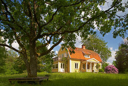 Altes Holzhaus in Västra Bodarne am Mjörn, Provinz Bohuslaen, Westküste, Schweden, Europa