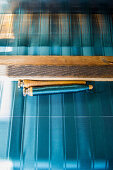 Weaving loom, production of damask, province of Genua, Italian Riviera, Liguria, Italy