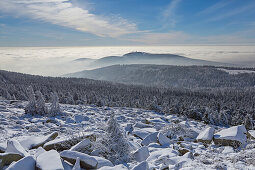 View from Brocken mountain to Wurmberg near Braunlage, Harz, Saxony-Anhalt, Germany