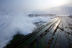 Breakers at rocks, Jakarta, Java, Indonesia