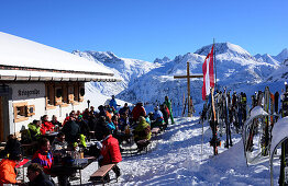 Kriegeralpe in the skiing area of Lech in Arlberg, Winter in Vorarlberg, Austria