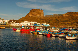 fishing port, fishing boats in the harbour, Puerto de las Nieves, near Agaete, west coast, Gran Canaria, Canary Islands, Spain, Europe