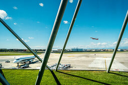 Runway at Naples airport, Naples, Campania, Italy