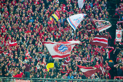 Allianz Arena, football game, FC Bayern against Schalke 04, South Curve, Munich, Upper Bavaria, Bavaria, Germany
