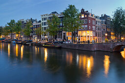 Houses along the Keizersgracht and Reguliersgracht in the evening, Amsterdam, Netherlands