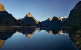 Milford Sound mit Spiegelung, Fiordland Nationalpark, Southland, Südinsel, Neuseeland