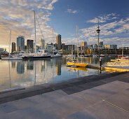 Auckland Skyline with Jachts, Wynyard Crossing, Viaduct Basin, Harbour, North Island, New Zealand