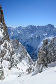 View to Sorapiss, Cristallo wind gap, Cristallo, Dolomites, Belluno, Veneto, Italy