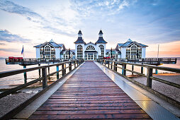 Sellin pier in the morning light, Sellin, Isle of Ruegen, Baltic Sea, Mecklenburg-Vorpommern, Germany