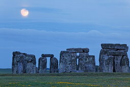 Stonehenge in the moonlight, Amesbury, Wiltshire, England, Great Britain