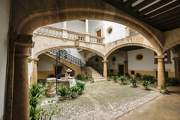 Can Oleza palace built by the family Descós in the fifteenth century, Historic-Artistic Monument, Palma, Mallorca, Balearic Islands, spain, europe.