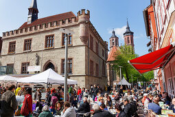 Market and old Town Hall, St. John's Church, Goettingen, Lower Saxony, Germany