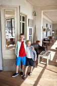 Boys in Restaurante Villa Teresita, Hostal Spa Empuries, Platja del Portitxol, Girona, Costa Brava, Spain