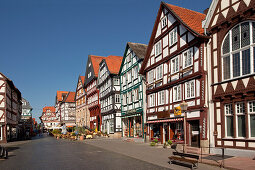 Colourful half-timbered houses on the Marktplatz market square, Fritzlar, Hesse, Germany, Europe