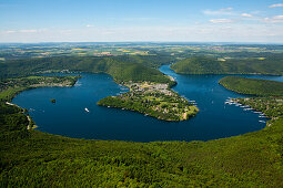 Luftaufnahme vom Edersee im Bereich der Halbinsel Scheid, Bringhausen, Nordhessen, Hessen, Deutschland, Europa