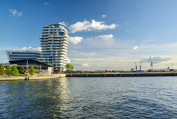 Marco Polo Tower with Grasbrookhafen, Hafencity, Hamburg, Germany