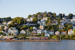 Houses and hillside villas along Elbe river at Blankenese, Hamburg, Hamburg, Germany