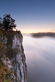 Eichsfelsen, Nebel im Tal der Donau, Naturpark Oberes Donautal, Schwäbische Alb, Baden-Württemberg, Deutschland