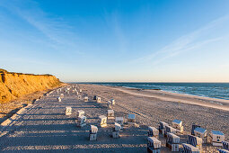 Strandkörbe am Strand, Rotes Kliff, Kampen, Sylt, Schleswig-Holstein, Deutschland