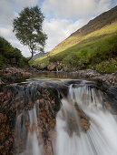 Waterfall in mountains, Argyll and Bute, Highland, Scotland, United Kingdom