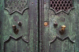 Venetian doorknobs, decorative, polished, worn, Venice Italy