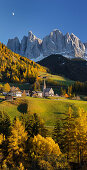 Villnoesstal valley, Santa Maddelena, Geisler Spitzen, Gruppo delle Odle, Alto Adige, South Tyrol, Dolomites, Italy