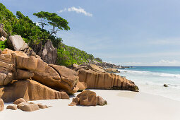 Granite rocks on Grand Anse beach, La Digue Island, Seychelles